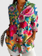 Hazel | Women's Blouse | Colorful Print, Relaxed Fit | Everyday Top