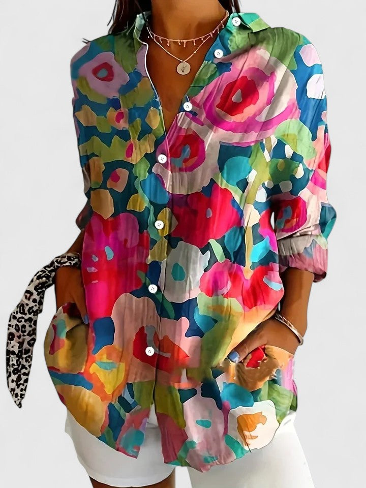 Hazel | Women's Blouse | Colorful Print, Relaxed Fit | Everyday Top