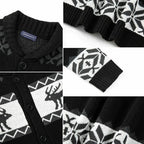 Mens christmas jumper deer jacquard knit cardigan long sleeve