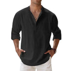 Hawaiian Shirt Men | Cotton Linen Lightweight Long Sleeve Beach Shirt