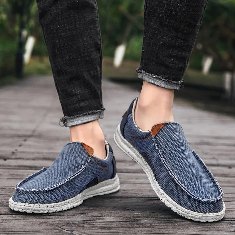 Canvas Slip-On Loafers Cushioned Insole