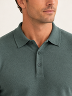 Men Polo Shirt Long Sleeve Knitted Ribbed Cuff Autumn Winter