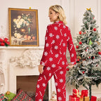 Christmas Pajamas Women 2 Piece Long Sleeve Snowflake Print Set