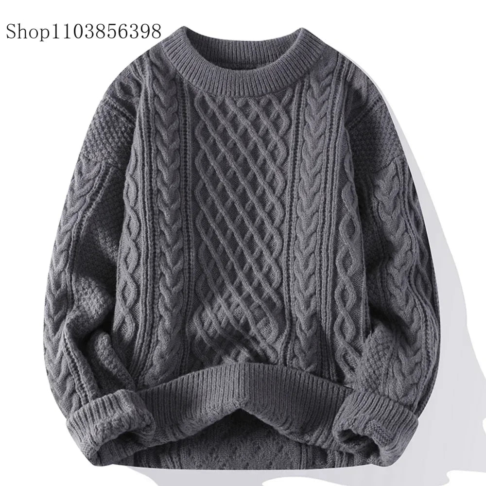 Christmas Jumper Men | Wool Blend Knitted Crewneck Pullover Sweater