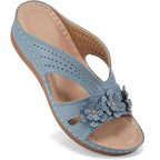 Women Wedge Sandals Platform Flower Hollow Open Toe Non Slip Sole
