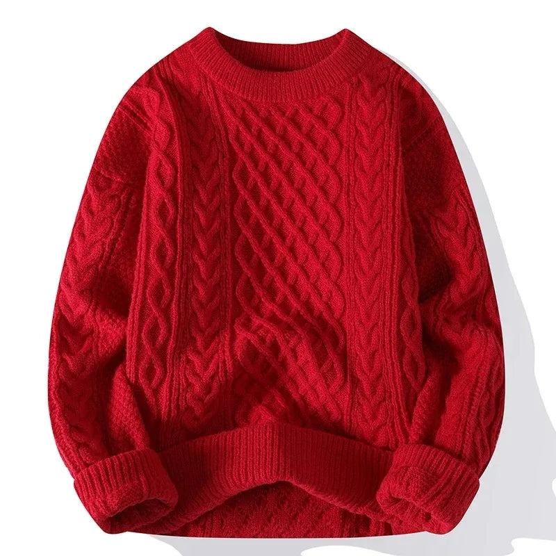 Christmas Jumper Men | Wool Blend Knitted Crewneck Pullover Sweater