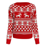 Christmas jumper women snowflake print knitted crew neck long sleeve