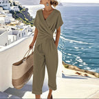 Reva | Women's Two-Piece Set | Wrap Top & Tapered Trousers