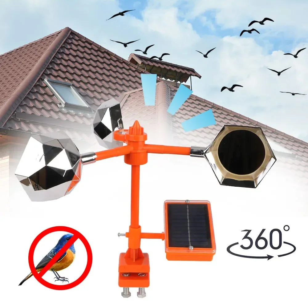 Solar Animal Repeller for Birds 360 Rotating Reflective Sound