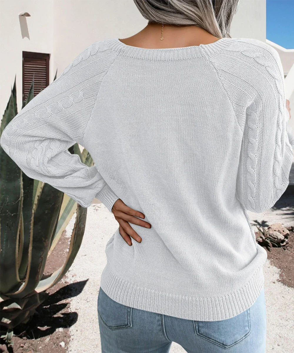 Seraphina | Women's Winter Sweater | Cable Knit, Button Detail