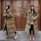 Women Long Down Jacket Hooded