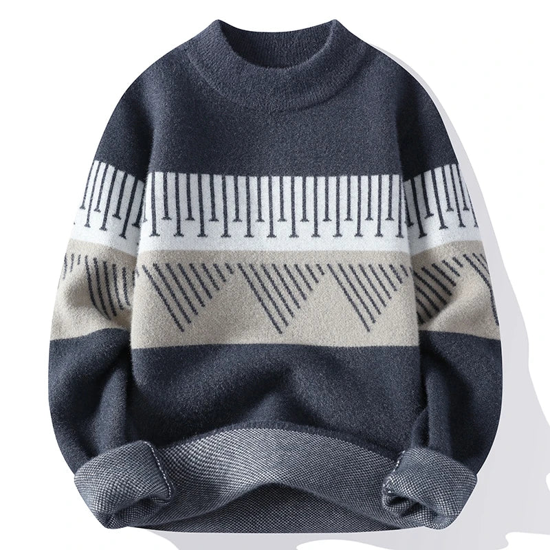 Men Christmas Jumper Casual Warm Knitted Winter Crew Neck Pullover