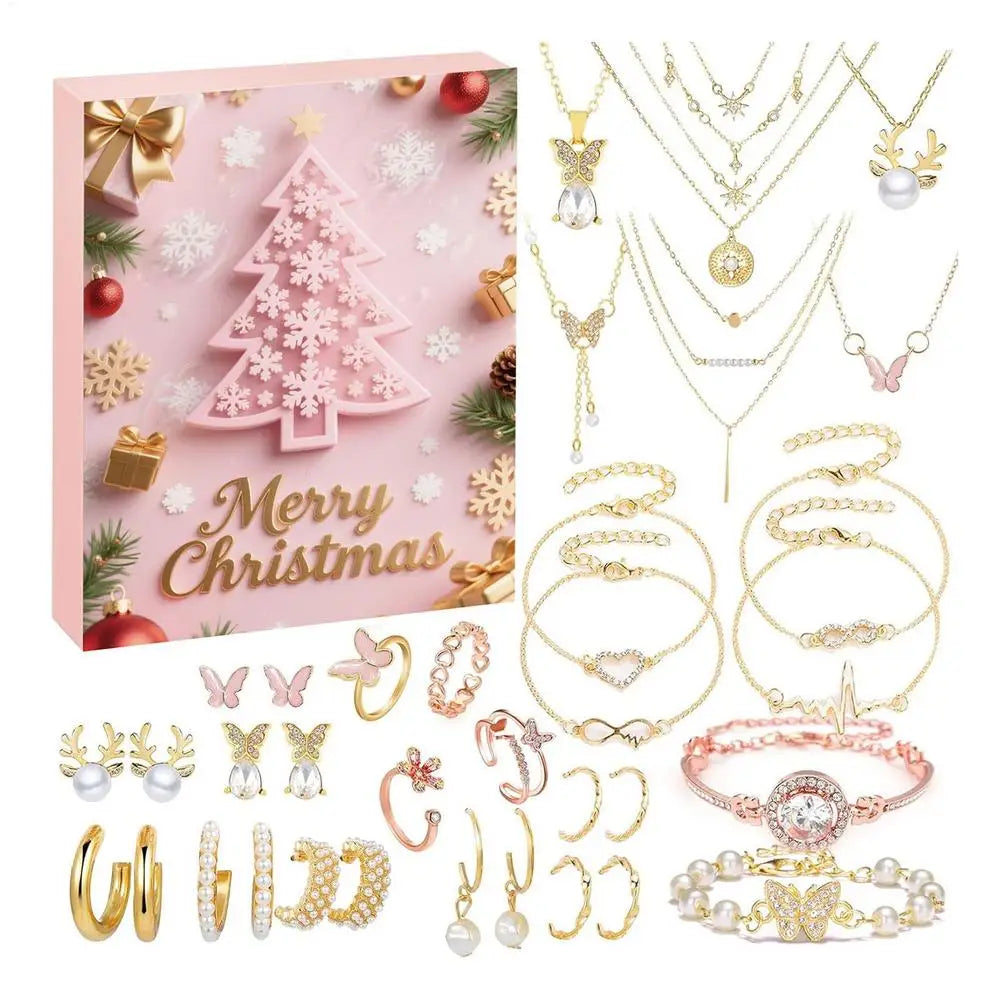 Jewelry Advent Calendar Christmas 24 Day Women Earring Bracelet Set