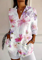 Liora | Women's Printed Blouse | Button-Up, Cotton | Summer Casual