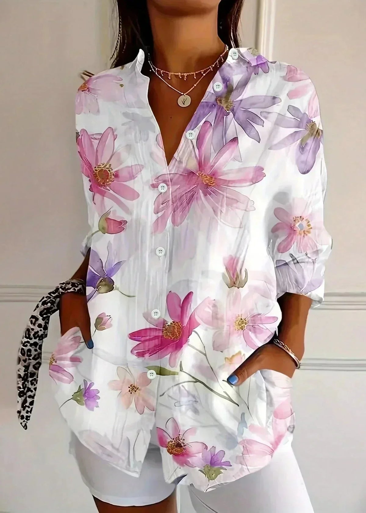 Liora | Women's Printed Blouse | Button-Up, Cotton | Summer Casual