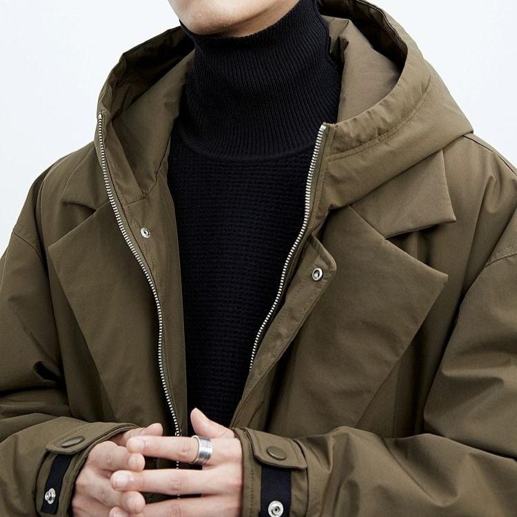 Lightweight Water Wind Resistant Long Overcoat Full Zip Hood