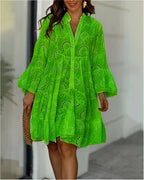 Women Lace Dress Boho Wide Sleeve Button Front | Mila