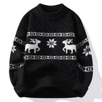 Christmas Jumper Women Men Reindeer Pattern Cable Knit Unisex
