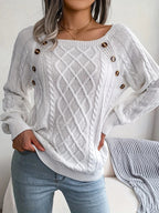 Seraphina | Women's Winter Sweater | Cable Knit, Button Detail