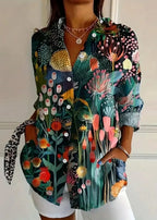 Liora | Women's Printed Blouse | Button-Up, Cotton | Summer Casual