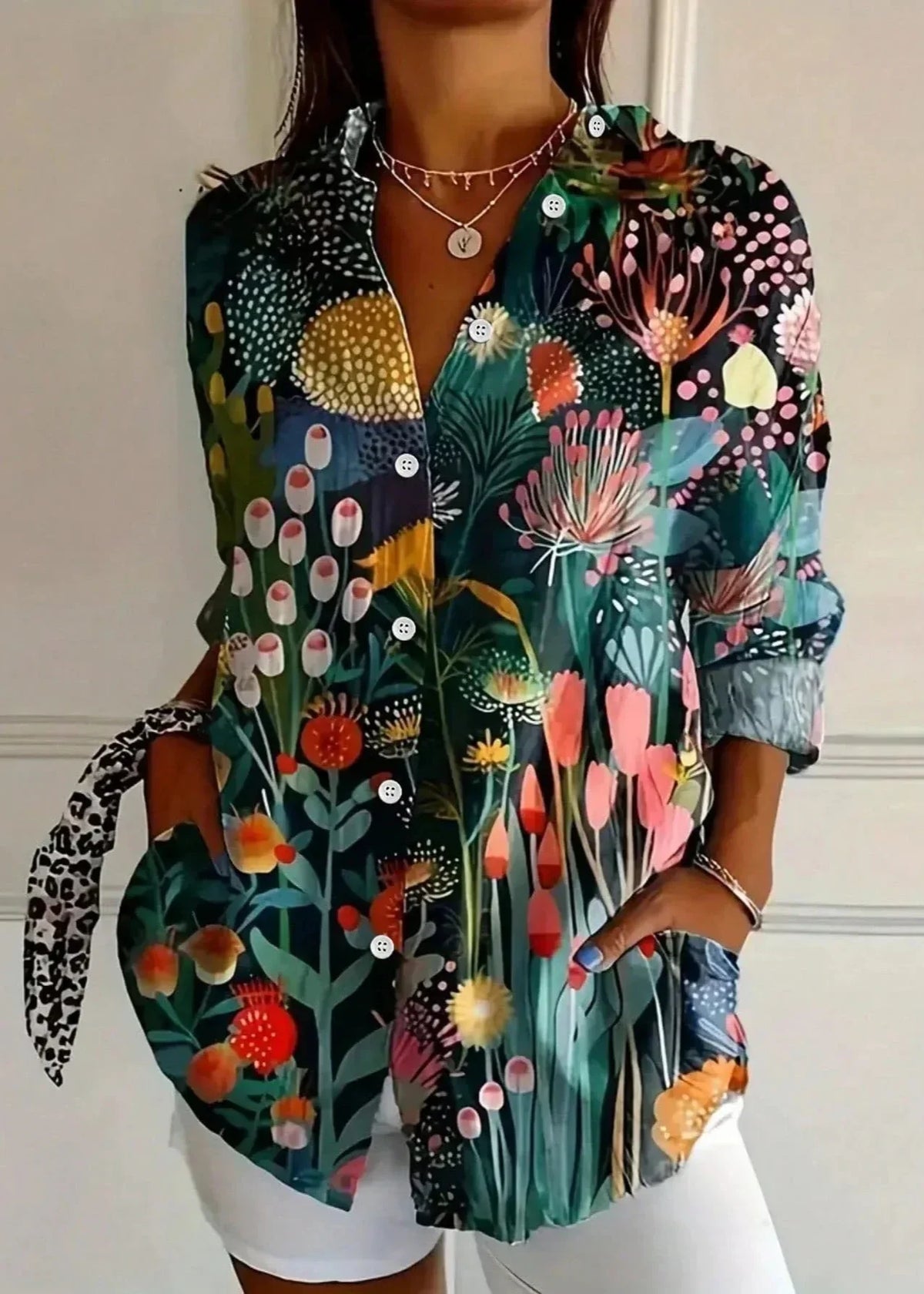 Liora | Women's Printed Blouse | Button-Up, Cotton | Summer Casual