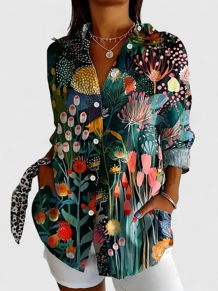 Hazel | Women's Blouse | Colorful Print, Relaxed Fit | Everyday Top
