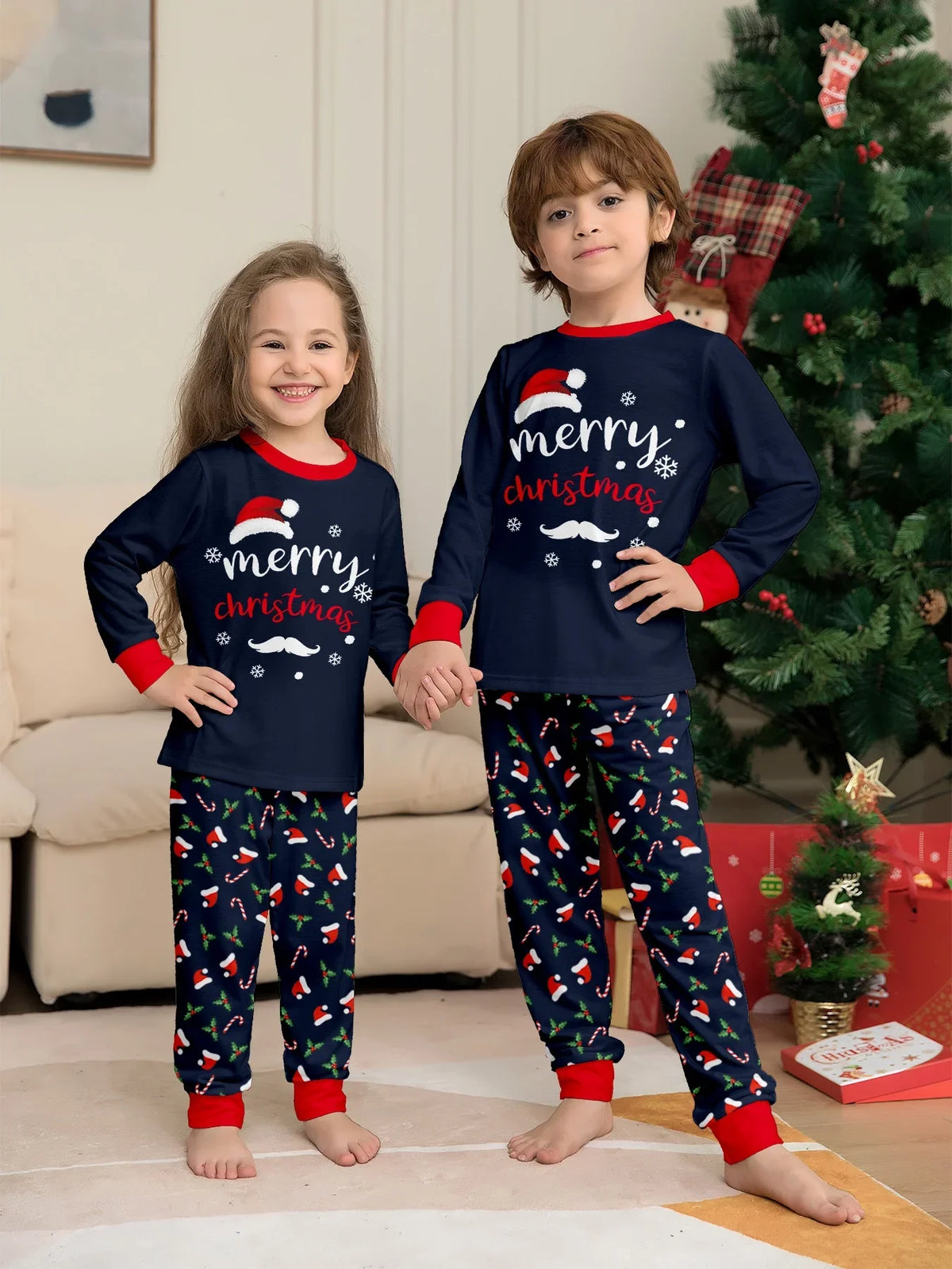 Christmas Pajamas Family Matching 2 Piece Set Xmas Letter Print