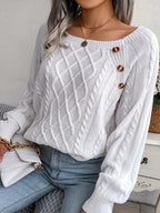 Seraphina | Women's Winter Sweater | Cable Knit, Button Detail
