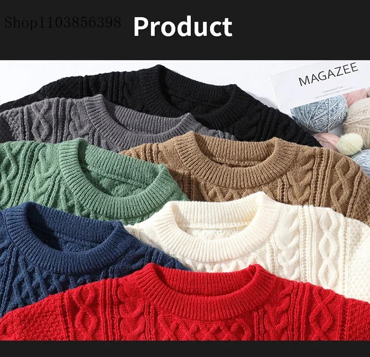 Christmas Jumper Men | Wool Blend Knitted Crewneck Pullover Sweater