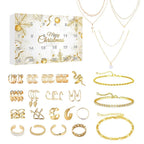 Jewelry Advent Calendar Gold 24 Days Necklace Bracelet Earring Set