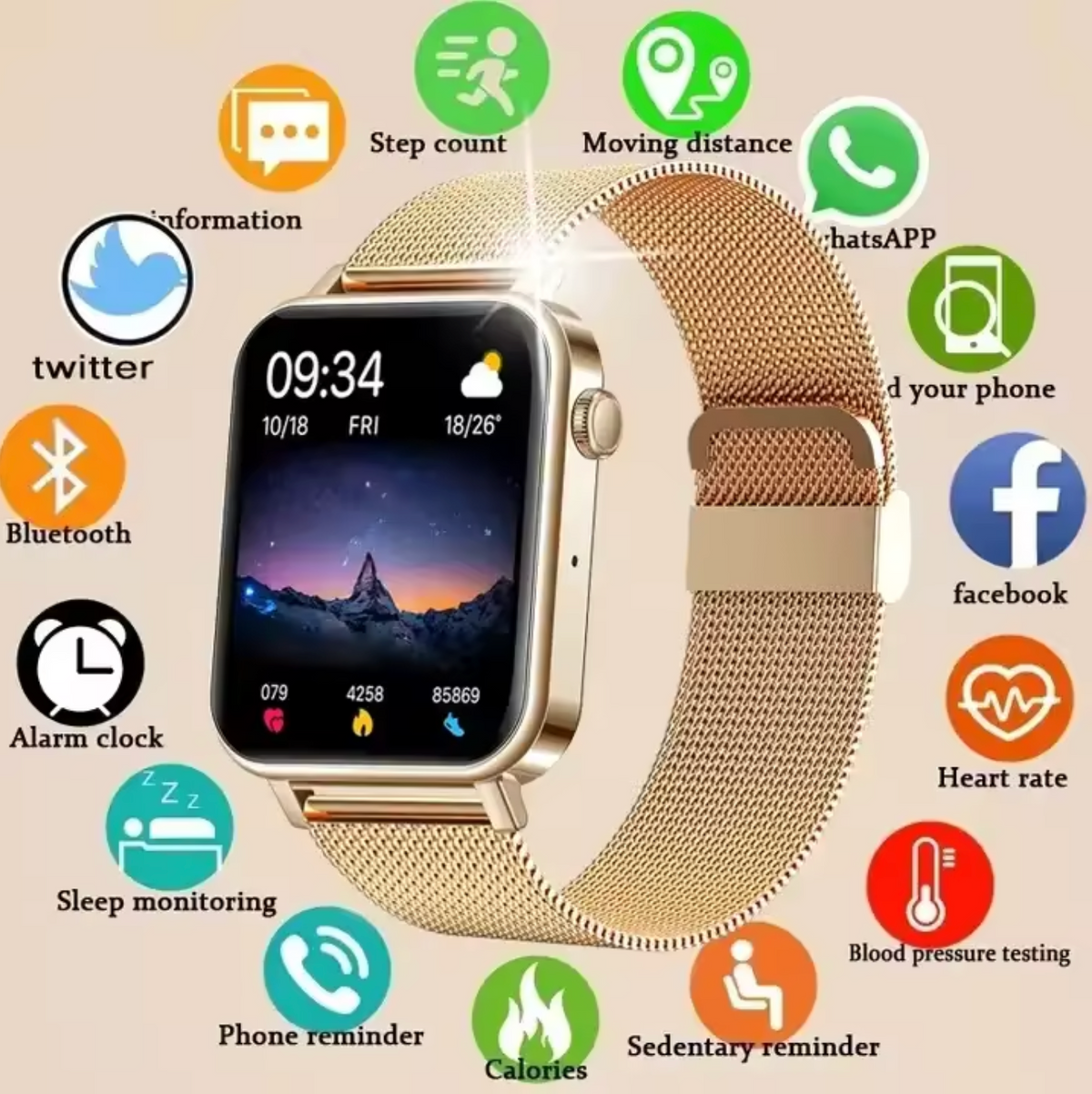 Thea | Women's Smartwatch | Heart Rate, Sleep & Health Tracker | IP67