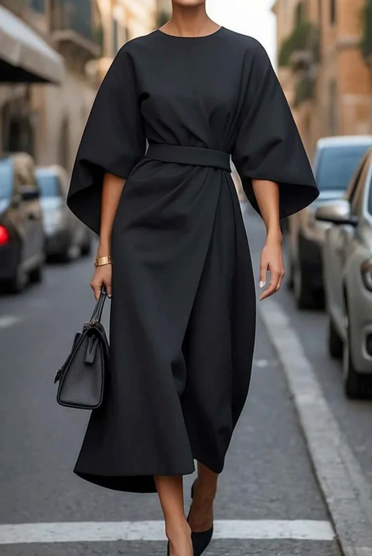 Jolie | Women's Midi Dress | Belted Waist, Flared Skirt | Versatile