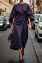 Jolie | Women's Midi Dress | Belted Waist, Flared Skirt | Versatile