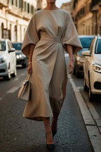 Jolie | Women's Midi Dress | Belted Waist, Flared Skirt | Versatile