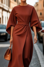 Jolie | Women's Midi Dress | Belted Waist, Flared Skirt | Versatile