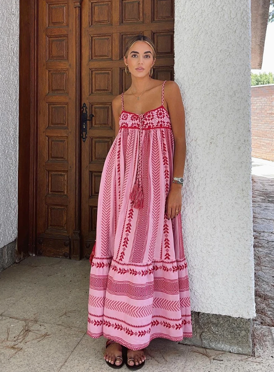White maxi dress women A-line flowy silhouette long white dress