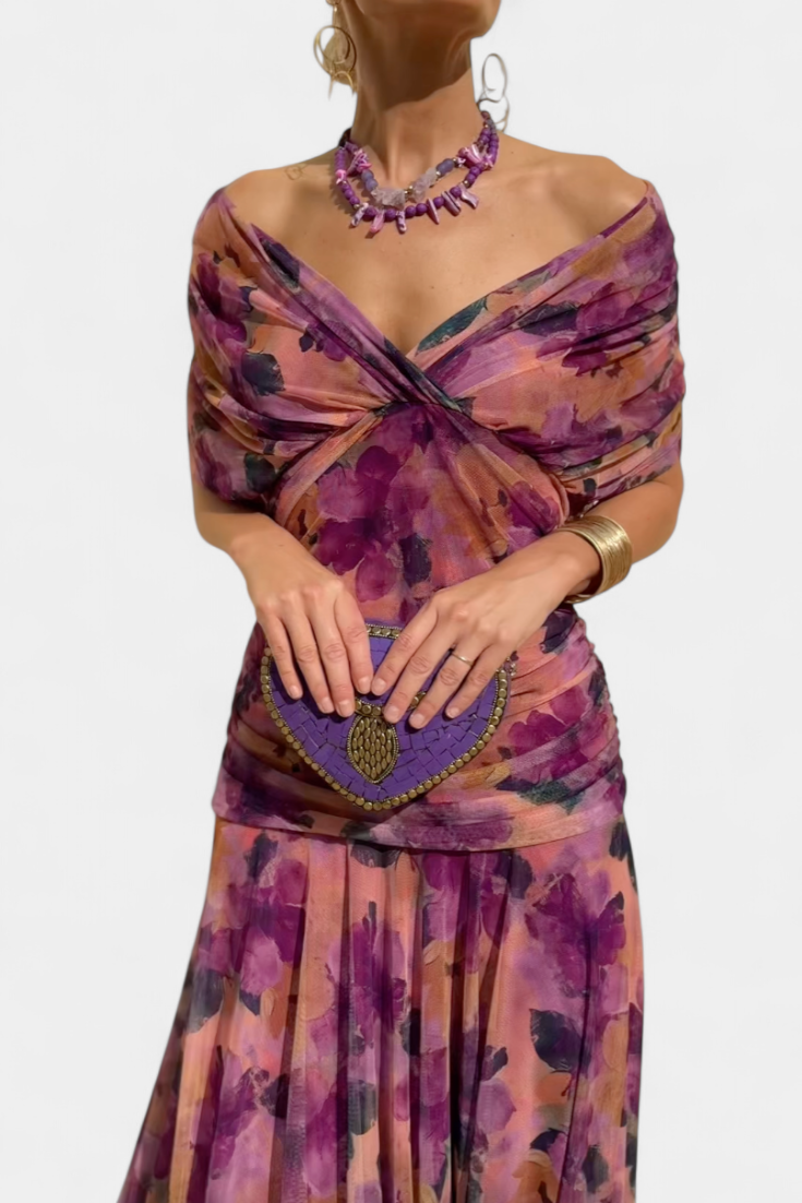 Long Summer Dress Women Maxi Lightweight Flowy Silhouette V Neck