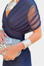 Summer Dress | Women Off Shoulder Draped Neckline Flowy Maxi Dress