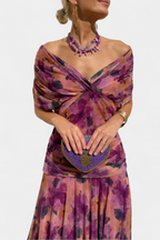 Summer Dress | Women Off Shoulder Draped Neckline Flowy Maxi Dress