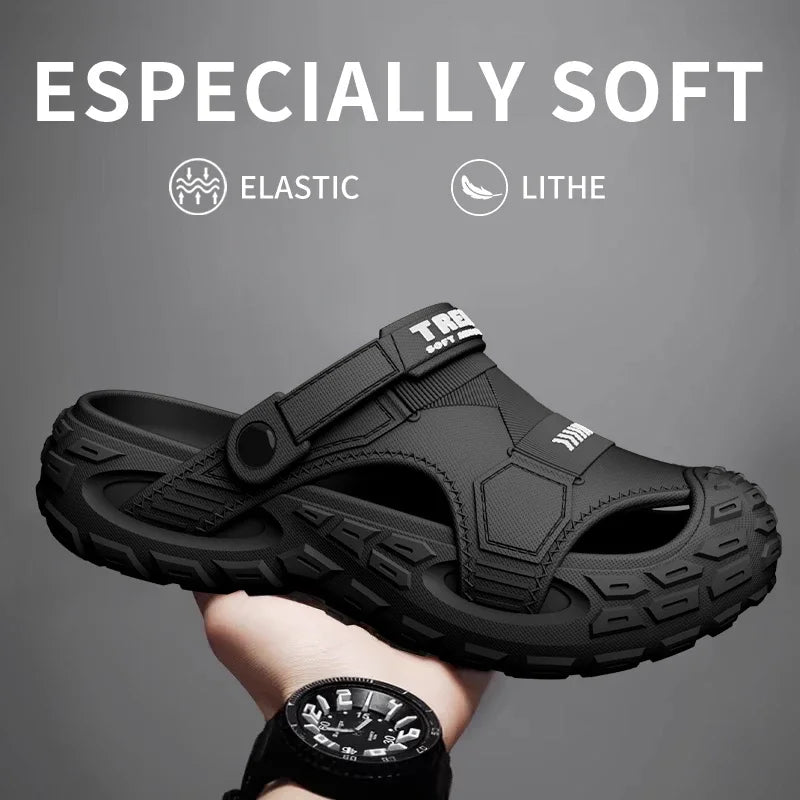 Men Orthopedic Sandals Ankle Strap Thick Soft Sole Cork Footbed
