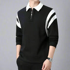 Men Cotton Blend Long Sleeve Polo Zipper