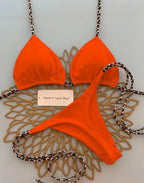 Bikini Set High Waist Women Leopard Print 2 Piece Padded Swimsuit
