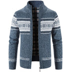 Christmas Jumper Men | Cotton Zip Stand Collar Cardigan Warm Thick