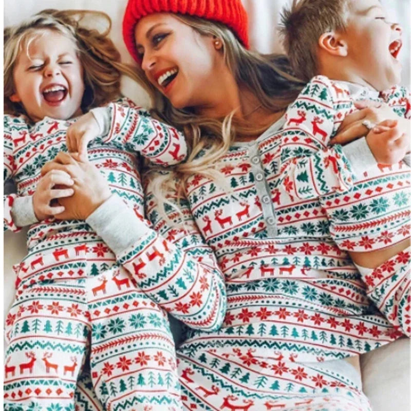 Christmas pajamas family matching 2 piece allover print sleepwear set