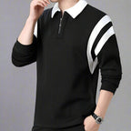 Men Cotton Blend Long Sleeve Polo Zipper