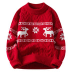Christmas Jumper Men | Thick Knit Reindeer Pattern Winter Warm