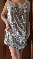 Christmas Dress Women Sequined Backless Mini Sleeveless Off Shoulder