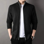 Knit Full Zip Jacket Stand Up Collar