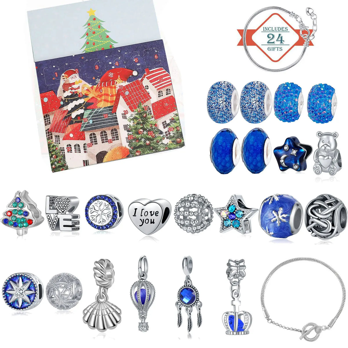 Jewelry Advent Calendar 24 Days Christmas Countdown Ring Necklace Earrings
