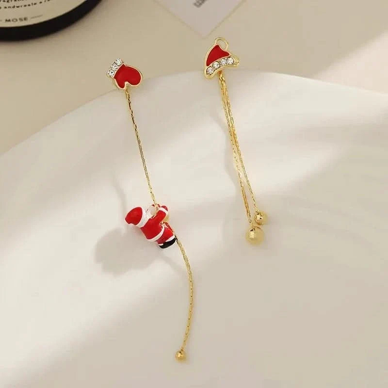 Christmas Dangling Earrings Non Tarnish Metal Stud Backing